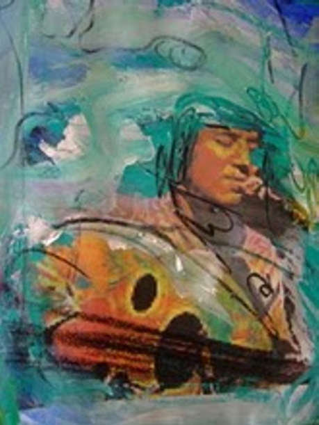 Painting of an oud musician